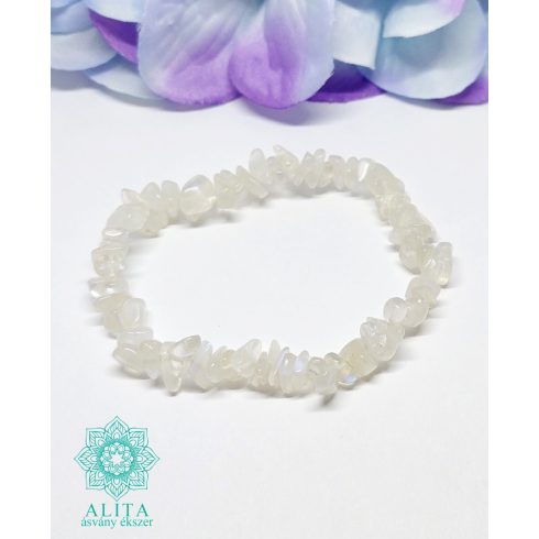 Szivárvány holdkő szemcse ásvány karkötő