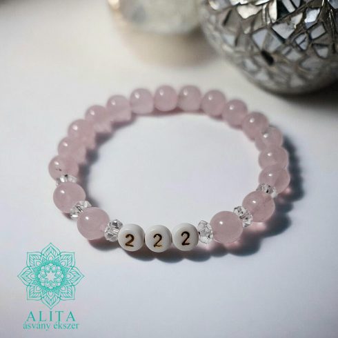 222 Angyalszám karkötő – rózsakvarc és Hegyikristály