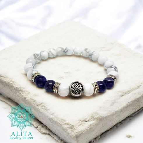 Howlit és ametiszt ásvány karkötő