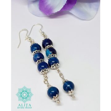 Kék achát ásvány fülbevaló