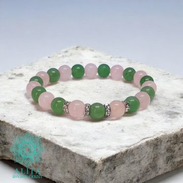 Mérleg csillagjegy karkötő- aventurin-rózsakvarc