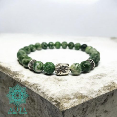 Szerencsehozó zöld pettyes jade karkötő