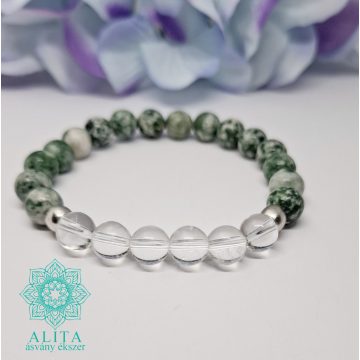 Mérleg csillagjegy karkötő- jade-hegyikristály