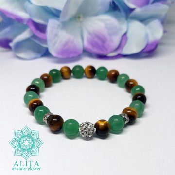 Aventurin-tigrisszem ásvány karkötő 8 mm