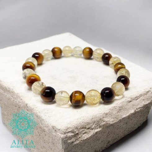 Üzleti siker tigrisszem-citrin 8 mm-s ásvány karkötő