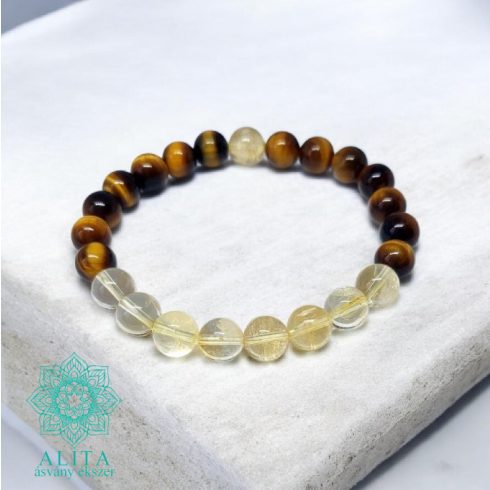 Üzleti siker tigrisszem-citrin 8 mm-s ásvány karkötő