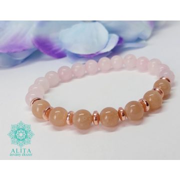 Holdkő-rózsakvarc ásvány karkötő