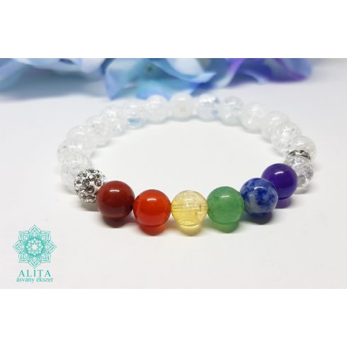 Roppantott hegyikristály 7 csakra karkötő 