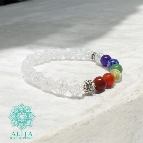 Roppantott hegyikristály 7 csakra karkötő 
