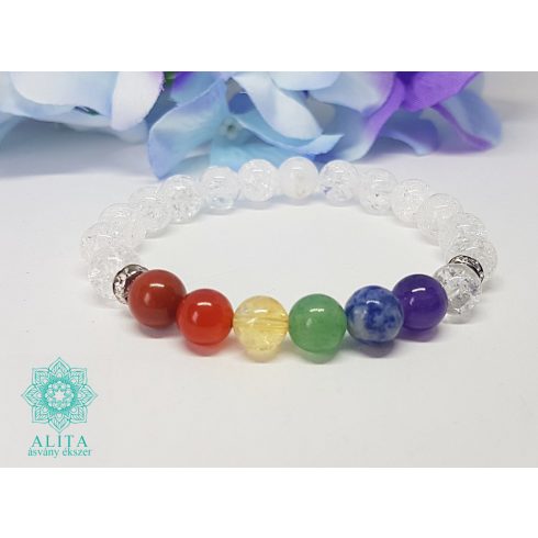 Roppantott hegyikristály 7 csakra karkötő 