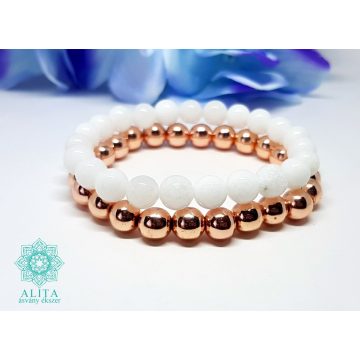 Tejkvarc-hematit ásvány karkötő szett