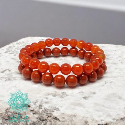 Vörös jáspis- karneol ásvány karkötő szett 