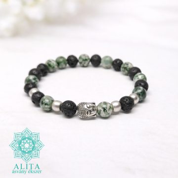 Lávakő-jade ásvány karkötő 8 mm