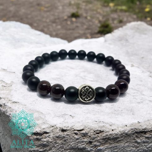 Ónix és gránát ásvány karkötő