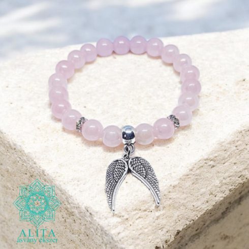 Aura kvarc rózsakvarc 8 mm ásvány karkötő