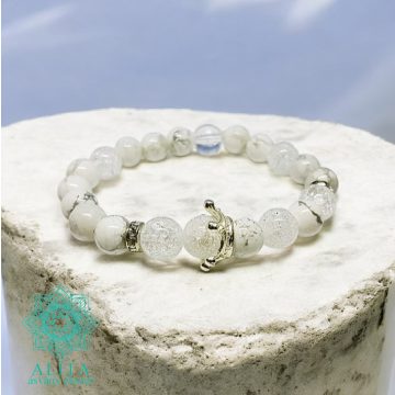 Repesztett hegyikristály- howlit ásvány karkötő