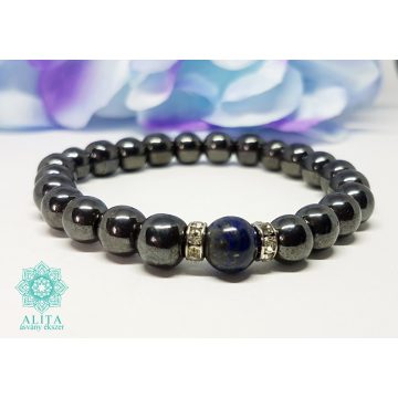 Lapis-hematit 8 mm ásvány karkötő