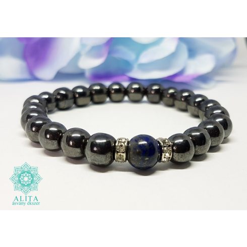 Lapis-hematit 8 mm ásvány karkötő