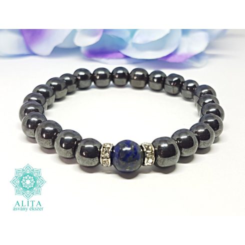 Lapis-hematit 8 mm ásvány karkötő