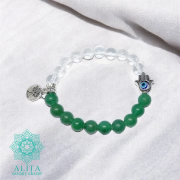 Hegyikristály- aventurin ásvány karkötő