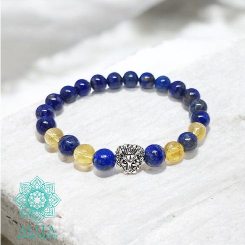 Lapis-citrin 8 mm ásvány karkötő