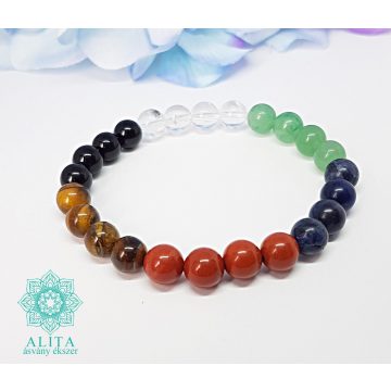   Aventurin-szodalit-jáspis-ónix-hegyikristály Nyilas ásvány karkötő 