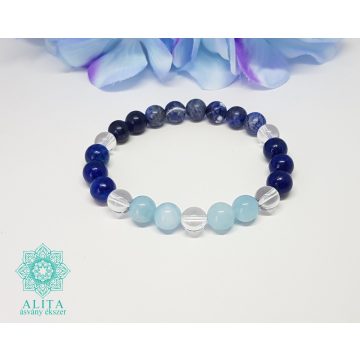   Halak csillagjegy karkötő-akvamarin-lazurit-szodalit-hegyikristály