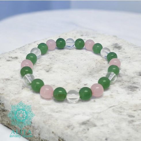 Bika csillagjegy karkötő- aventurin-hegyikristály-rózsakvarc