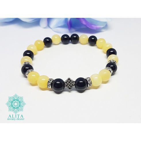 Ónix-narancs kalcit ásvány karkötő