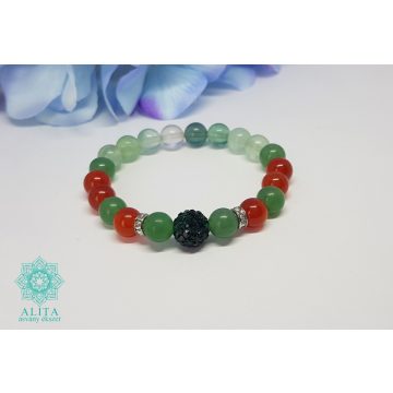 Vízöntő csillagjegy karkötő-aventurin-karneol-fluorit