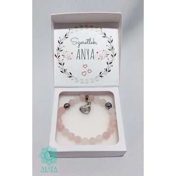 Szeretlek anya feliratos ásvány karkötő