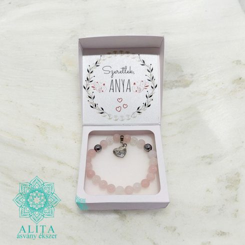 Szeretlek anya feliratos ásvány karkötő