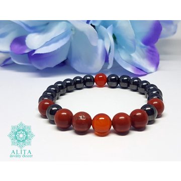   Kos csillagjegy -hematit-vörös jáspis-karneol ásvány karkötő