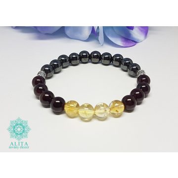 Skorpió csillagjegy karkötő- citrin-gránát-hematit