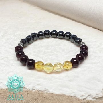 Skorpió csillagjegy karkötő- citrin-gránát-hematit