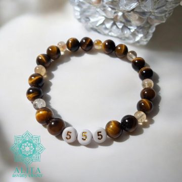 555 Angyalszám karkötő – tigrisszem és citrin