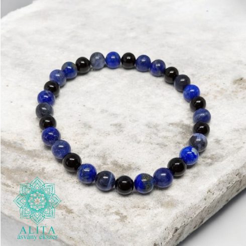 Lapis lazuli- ónix ásvány karkötő 8 mm