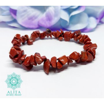 Vörös jáspis szemcse ásvány karkötő