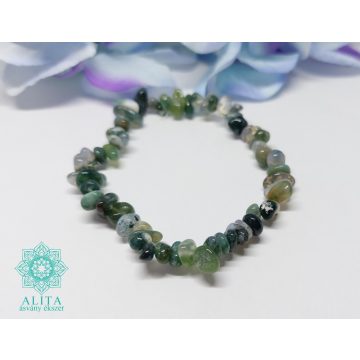 Mohaachát szemcse ásvány karkötő