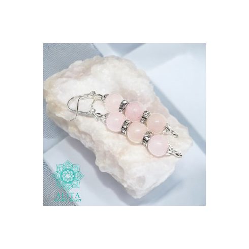 Rózsakvarc fülbevaló