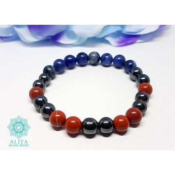   Kos csillagjegy -hematit-vörös jáspis-szodalit ásvány karkötő