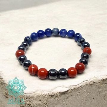   Kos csillagjegy -hematit-vörös jáspis-szodalit ásvány karkötő