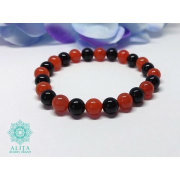 Ónix-karneol ásvány karkötő