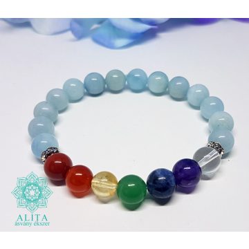 Akvamarin csakra karkötő 