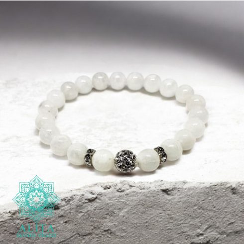 Szivárvány holdkő 8 mm ásvány karkötő