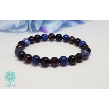 Bak csillagjegy karkötő-gránát-ónix-szodalit