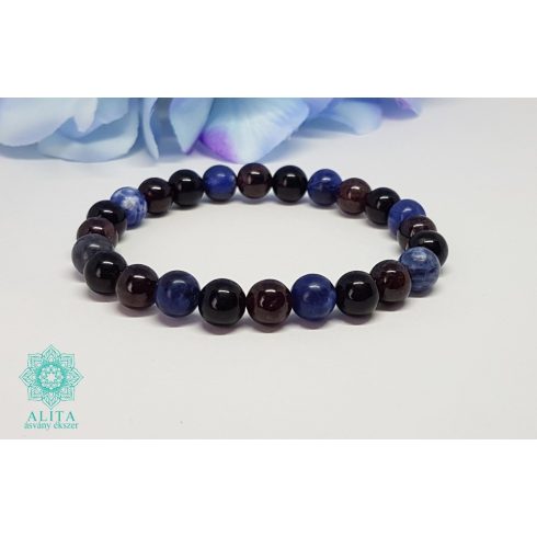 Bak csillagjegy karkötő-gránát-ónix-szodalit