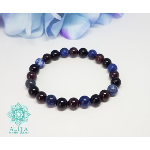 Bak csillagjegy karkötő-gránát-ónix-szodalit