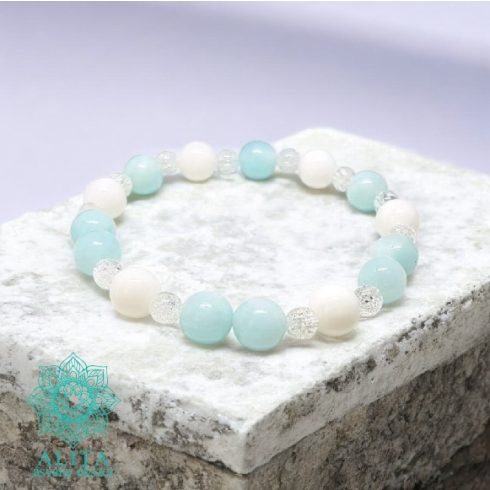 Hemimorfit-kagylóhéj-hegyikristály ásvány karkötő