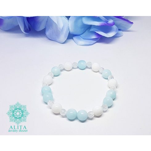 Hemimorfit-kagylóhéj-hegyikristály ásvány karkötő